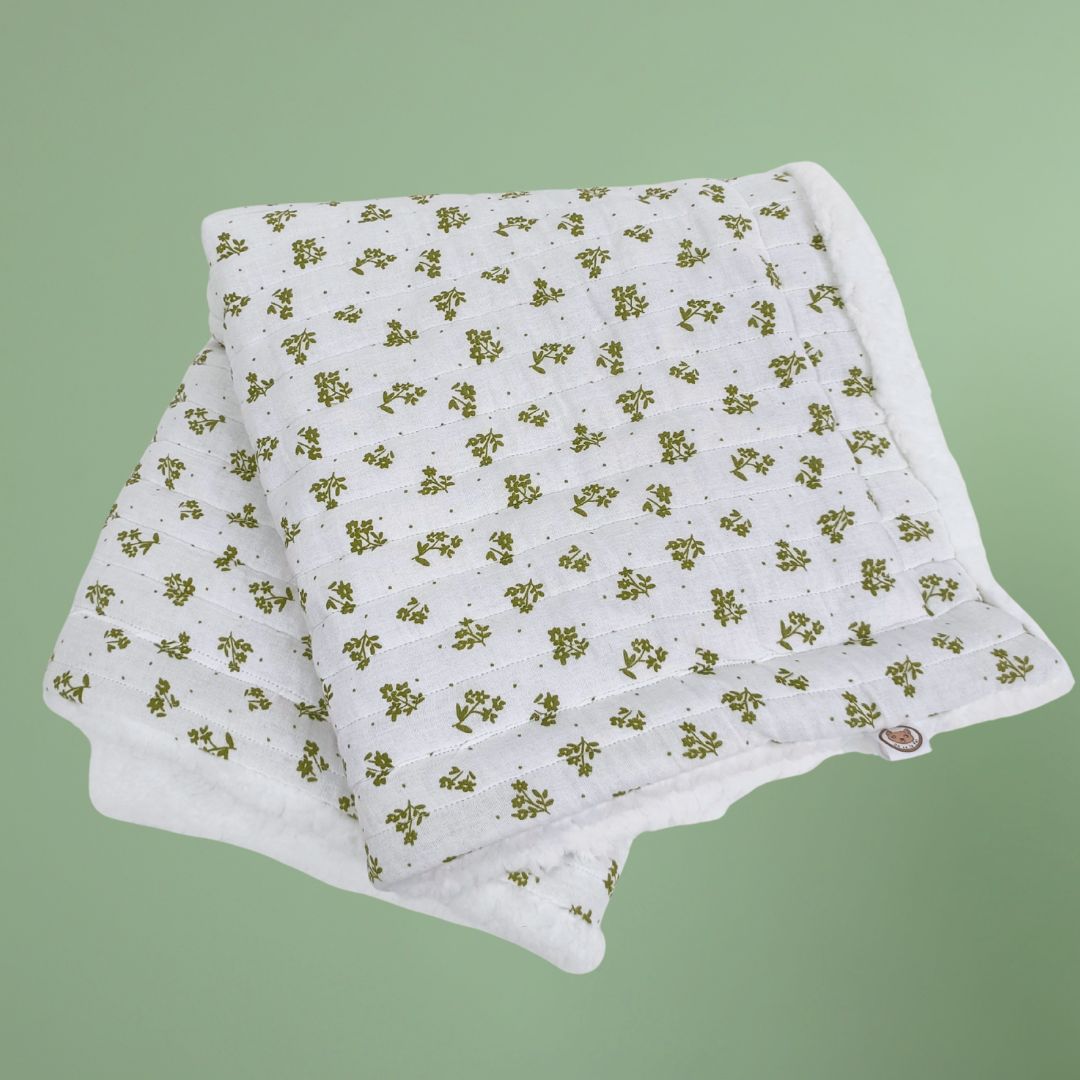 Couverture épaisse pour chien - Fleurs vertes
