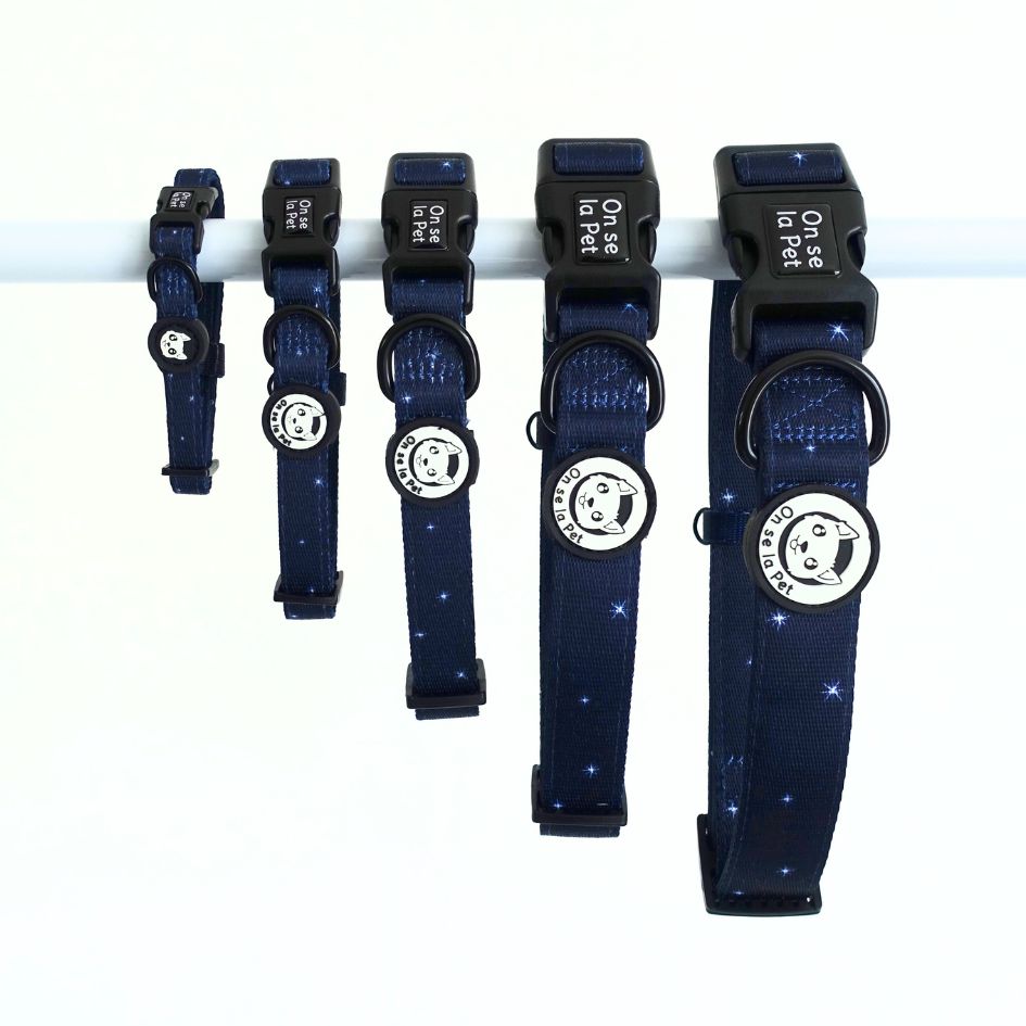 Collier pour Chien Rembourré et Ajustable - Bleu nuit