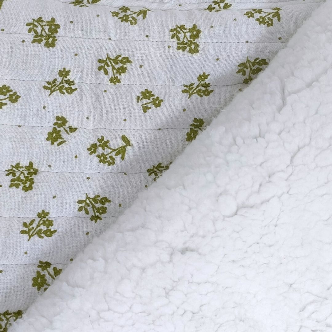 Couverture épaisse pour chien - Fleurs vertes