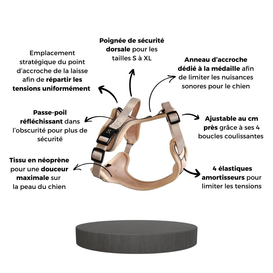 Harnais pour Chien Confortable et Innovant - Beige Tropical
