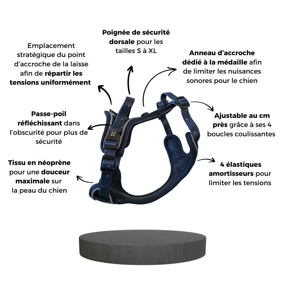 Harnais pour Chien Confortable et Innovant - Bleu Nuit