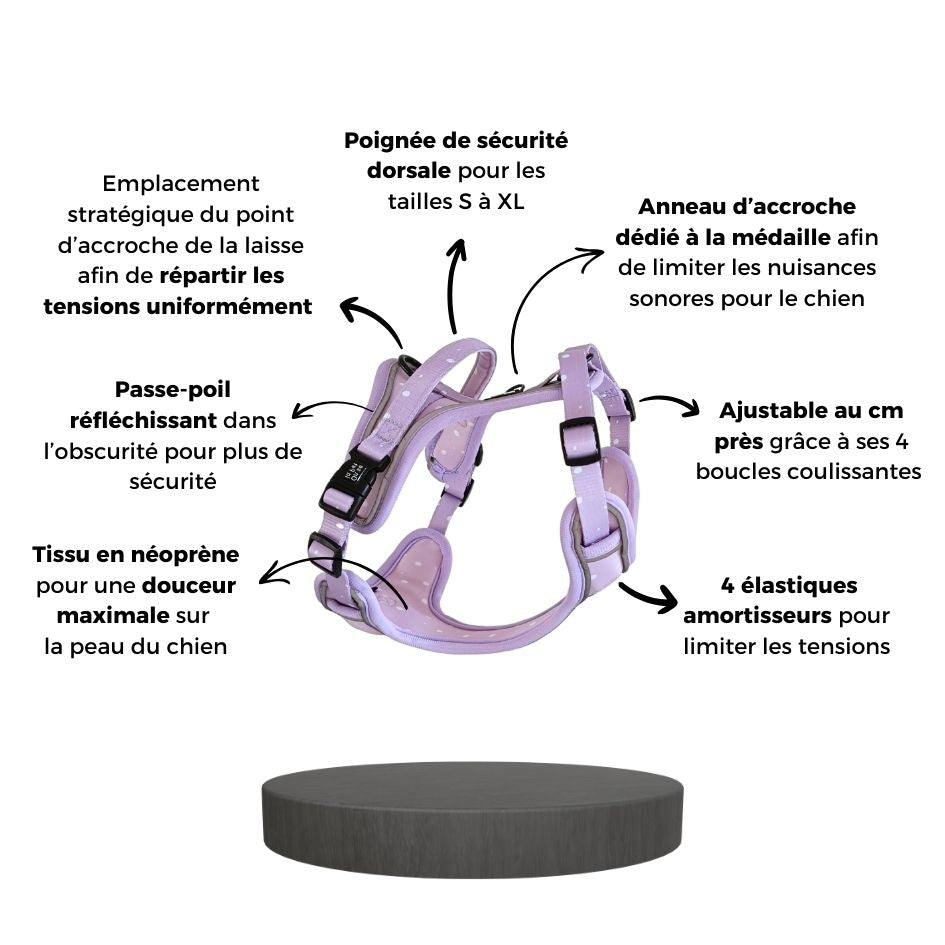 Harnais pour Chien Confortable et Innovant - Lilas