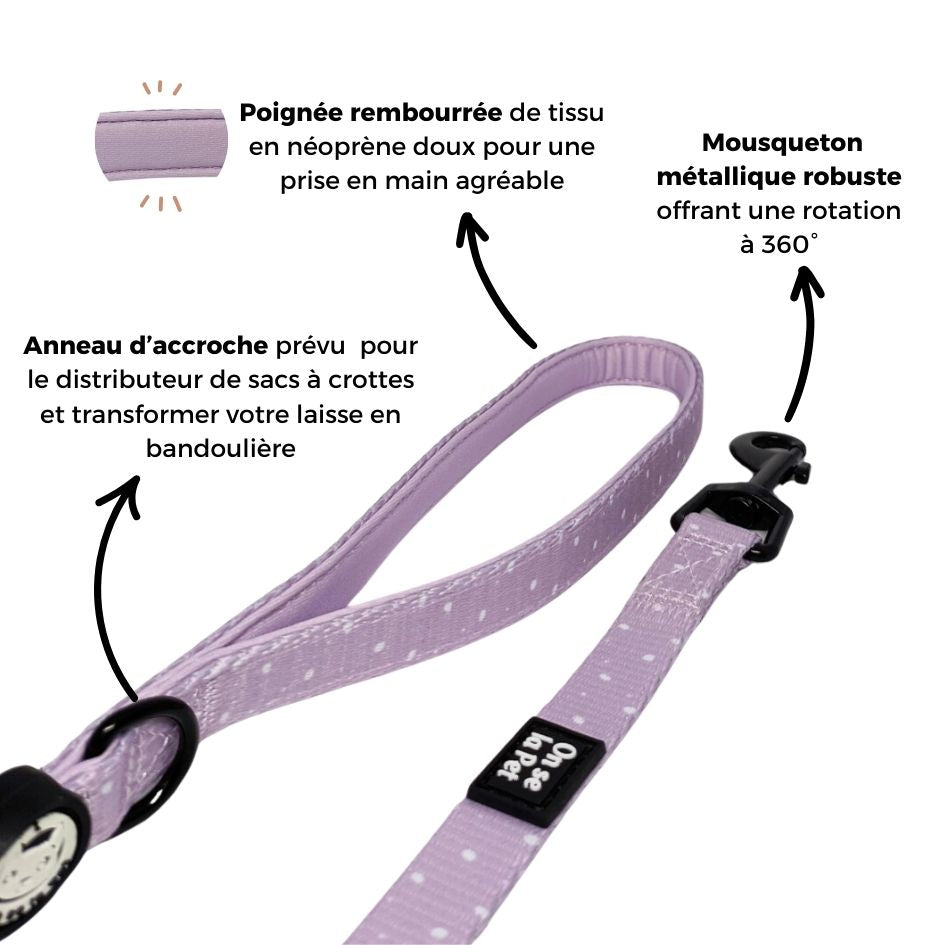Laisse pour Chien Confortable et Pratique - Lilas