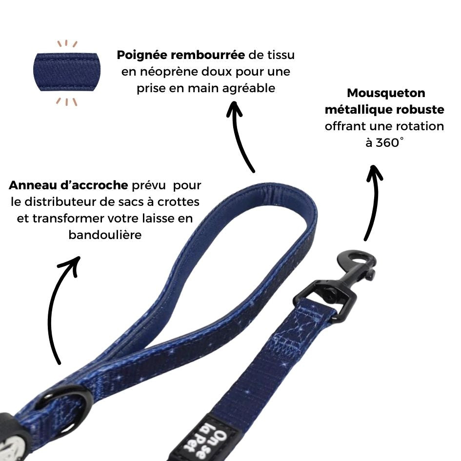 Laisse pour Chien Confortable et Pratique - Bleu Nuit